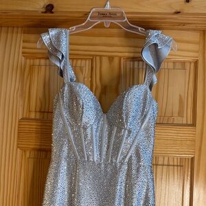 Sherri Hill Silver Prom Dress